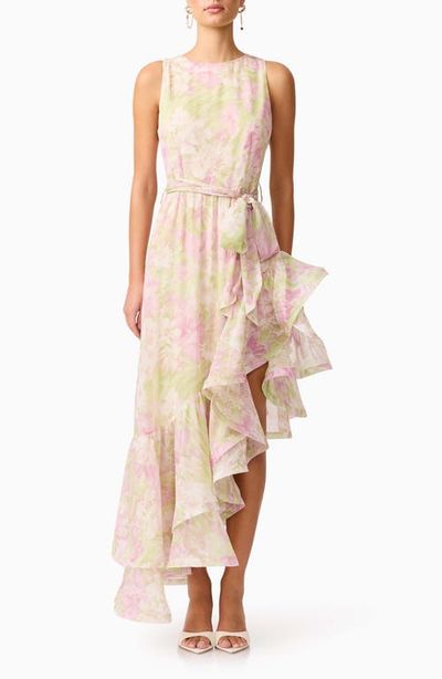 Elliatt Elliatt Lacinda Ruffle Tie Waist Asymmetric Gown