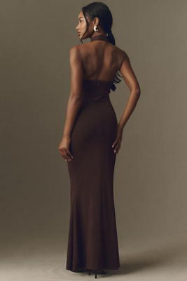 elliatt brown dress Sola Tiered Maxi Dress - Brown Polkadot - XL