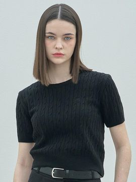 ELLIOTI Cable Half Knit Ts_Black