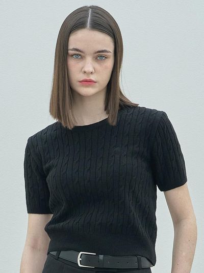 ELLIOTI Cable Half Knit Ts_Black