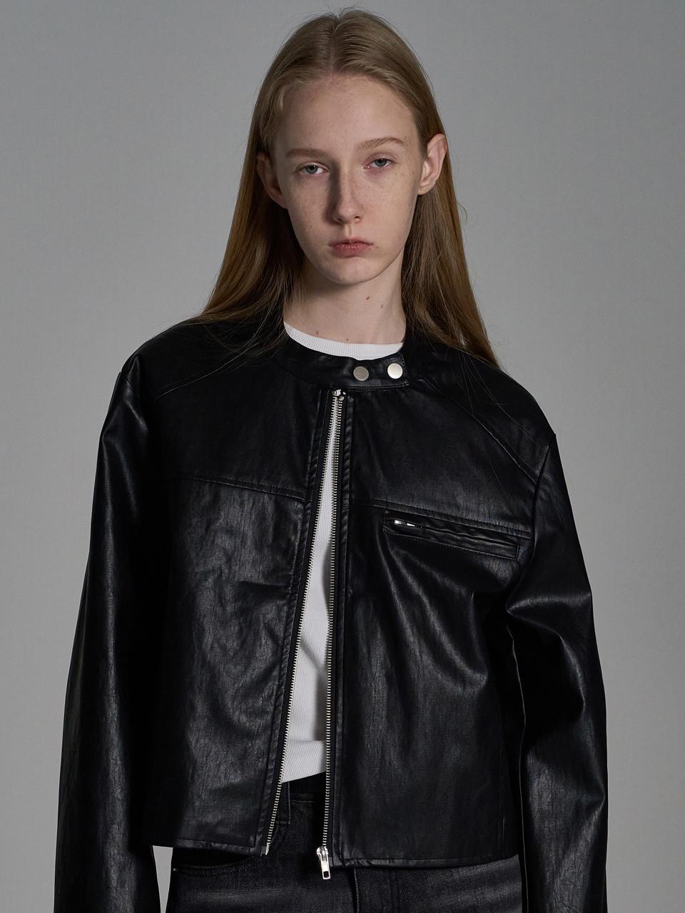 ELLIOTI Leather Zip-up Jacket_Black
