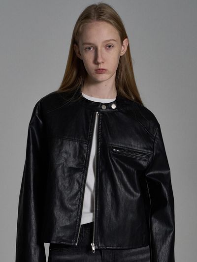 ELLIOTI Leather Zip-up Jacket_Black