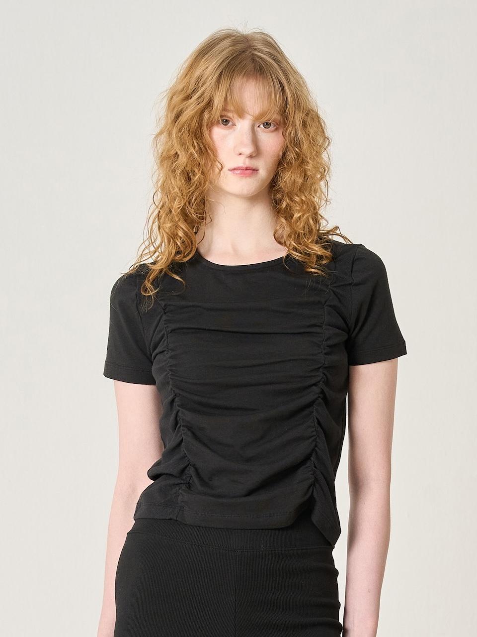 ELLIOTI Shirring Curved Ts_Black