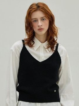 ELLIOTI Soft Wool V-Neck Bustier Ribbed Knit Top