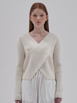 ELLIOTI Wrap Layered Knit Ts_white