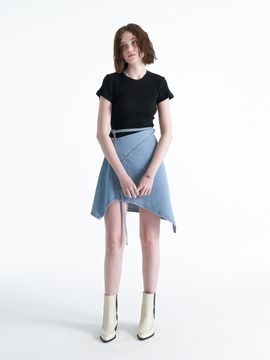 ellonarc Asymmetric Line Denim Skirt
