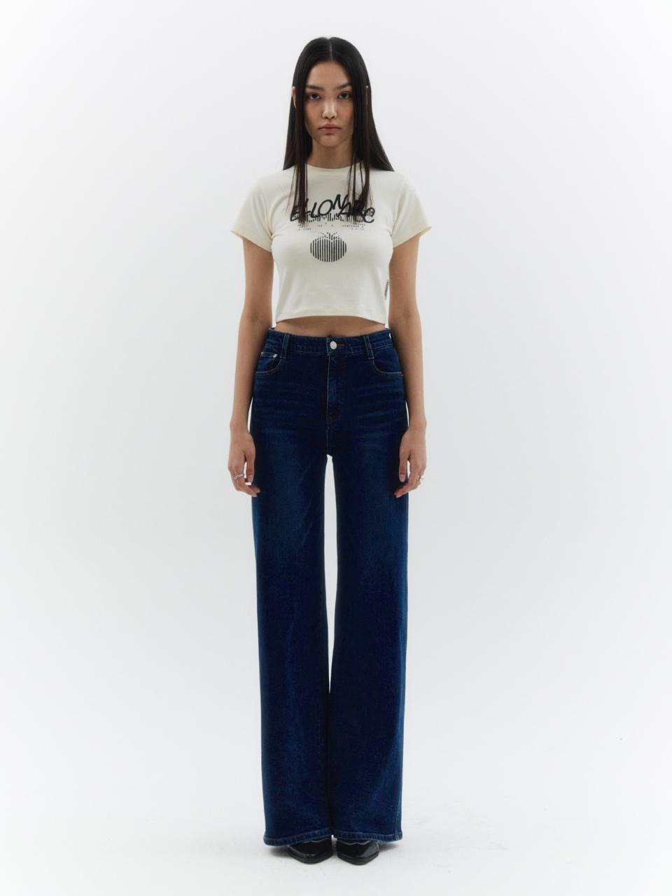 ellonarc Brush Semi Wide Pants_Dark Blue