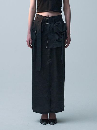 ellonarc Cargo Wrap Soft Skirt_Navy