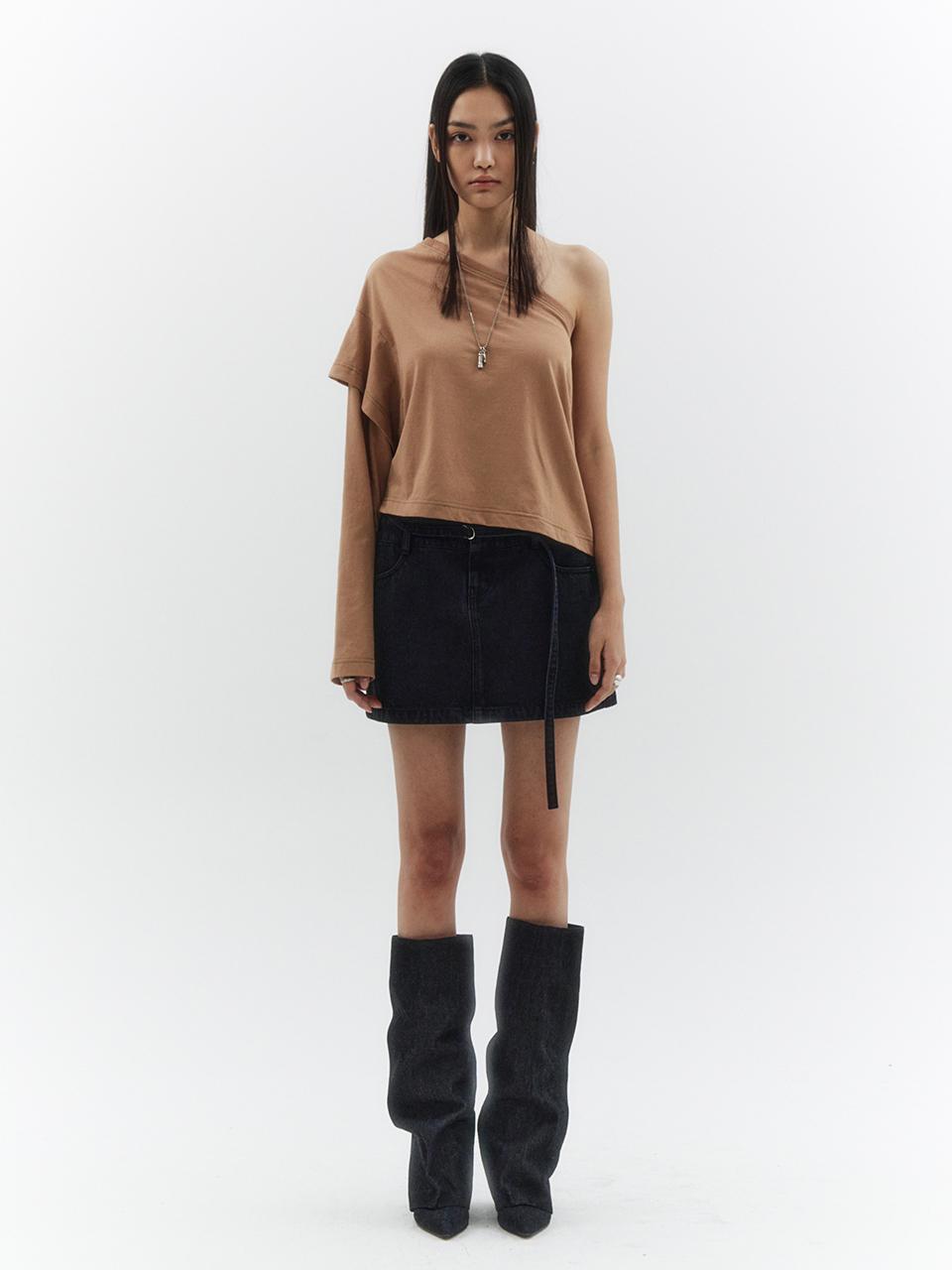 ellonarc Double Belt Mini Skirt_Black