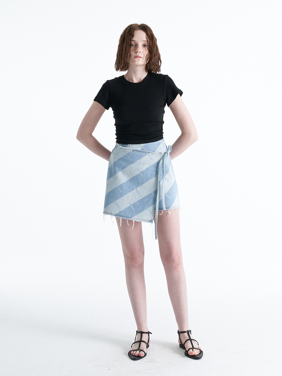 ellonarc Ellen Wrap Mini Denim Skirt_Light Blue