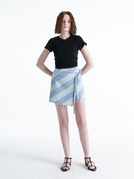 ellonarc Ellen Wrap Mini Denim Skirt_Light Blue