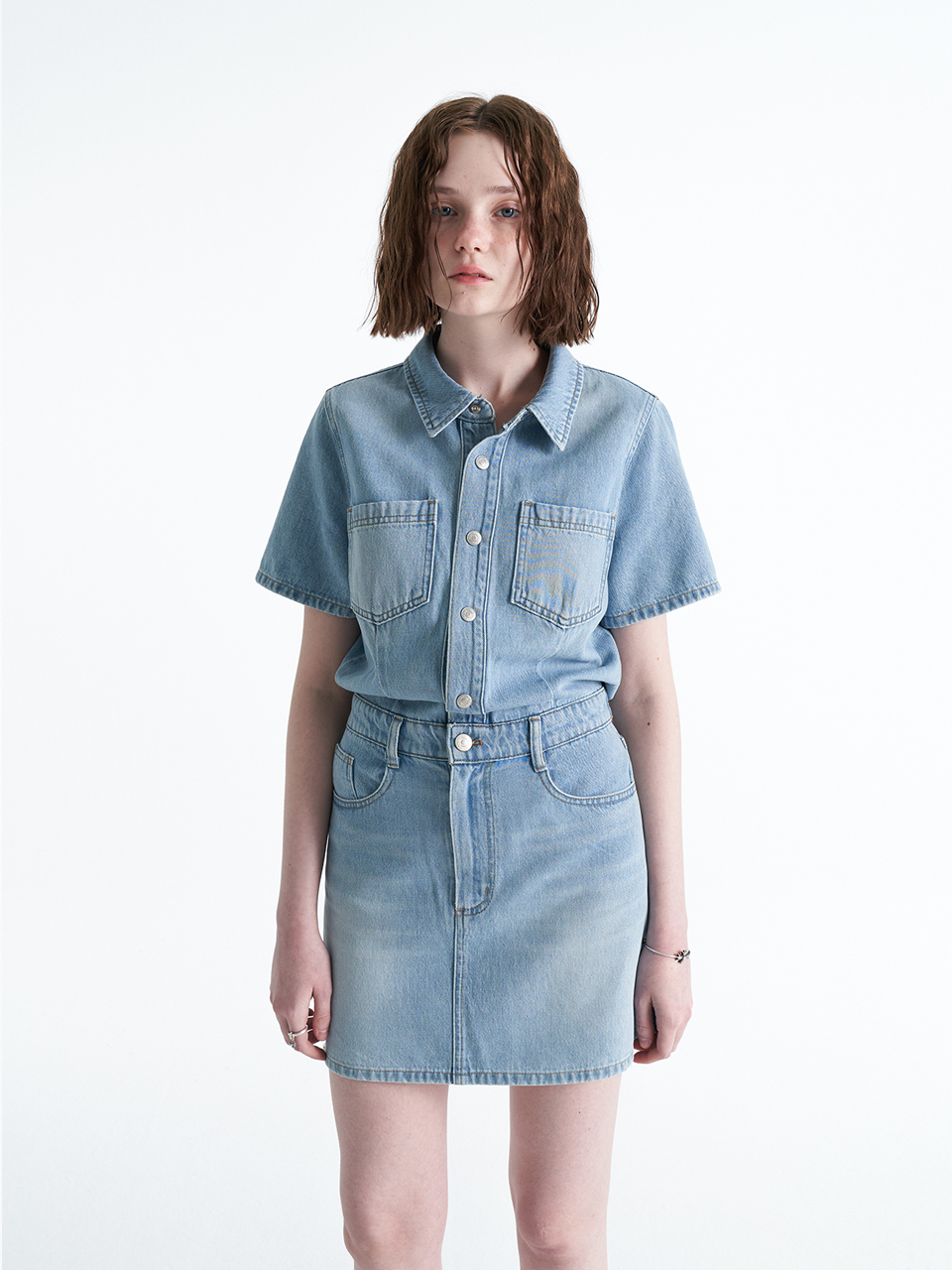ellonarc Overall Denim Mini Skirt_Light Blue