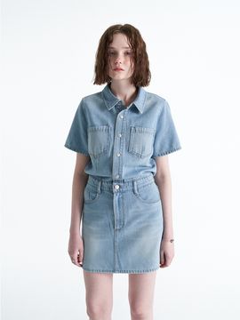 ellonarc Overall Denim Mini Skirt_Light Blue