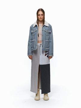 ellonarc Pocket denim fur jacket_Light blue
