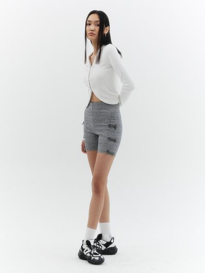 ellonarc Ribbon Tape Half Pants_Gray