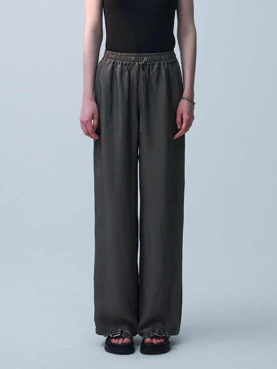 ellonarc Satin Wide Pants_Khaki