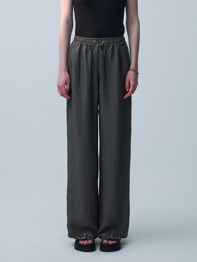 ellonarc Satin Wide Pants_Khaki