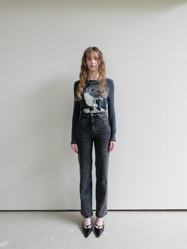 ellonarc Stone washing denim pants_Black