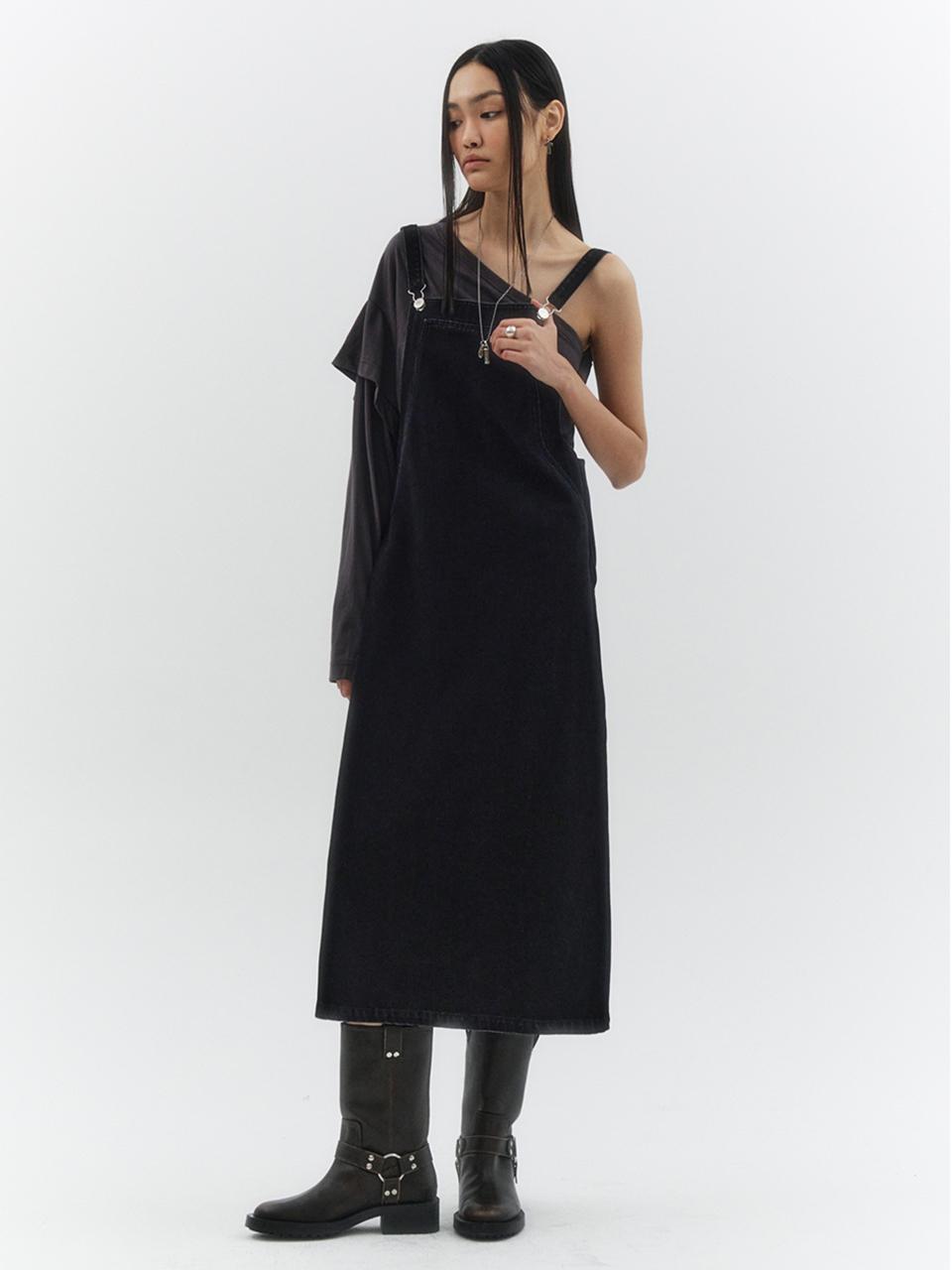 ellonarc Suspender denim one piece_black