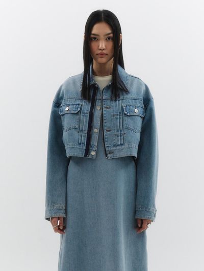 ellonarc Zipper Detail Crop Jacket_Light Blue