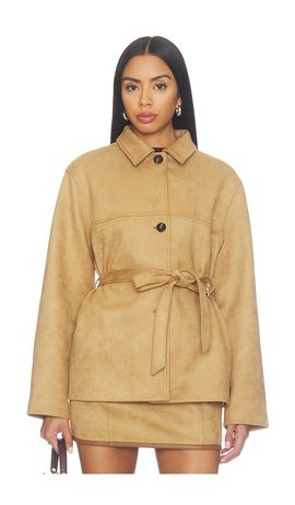 Elodie the Label Elodie the Label Terrain Belted Faux Suede Jacket