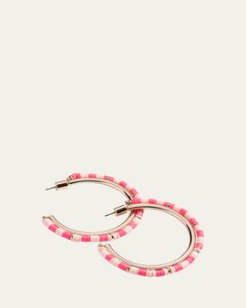 Elsie Frieda Mini Anguilla Hoop Earrings with Heishi Beads