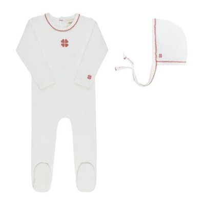 Ely's & Co. Ely's & Co. Embroidered Clover - Footie & Bonnet