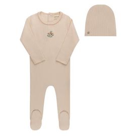 Ely's & Co. Ely's & Co. Floral Embroidered Collection - Footie + Beanie for Baby Girl