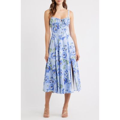 Emerald Sundae Emerald Sundae Print Tie Back Midi Dress