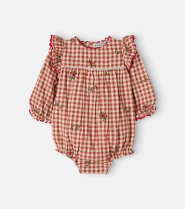 Emile et Ida Emile et Ida Baby embroidered gingham cotton romper