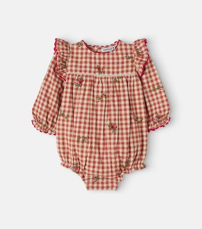 Emile et Ida Emile et Ida Baby embroidered gingham cotton romper