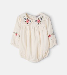 Emile et Ida Emile et Ida Baby floral embroidered cotton romper