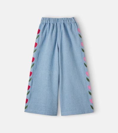 Emile et Ida Emile et Ida Floral embroidered wide-leg jeans