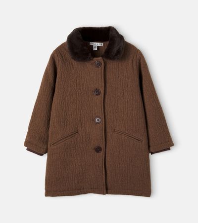 Emile et Ida Emile et Ida Teddy-trimmed wool-blend coat
