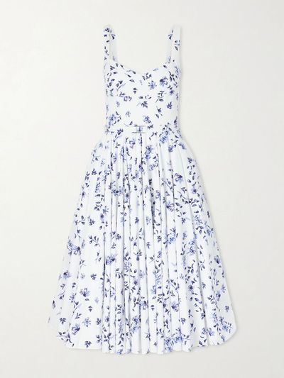 Emilia Wickstead Elita Belted Floral-Print Cotton-Poplin Midi Dress
