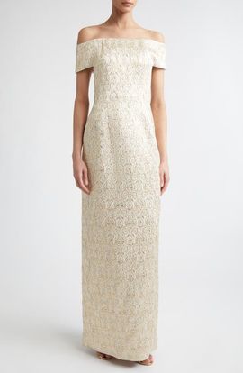 Emilia Wickstead Emilia Wickstead Antep Metallic Jacquard Off the Shoulder Gown