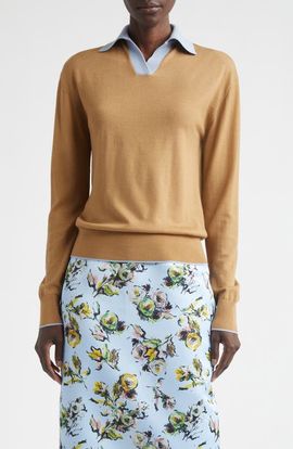 Emilia Wickstead Emilia Wickstead James Contrast Wool Polo Sweater