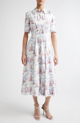 Emilia Wickstead Emilia Wickstead Khloe Print Silk Midi Shirtdress