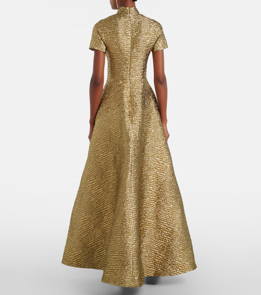 slim fit dress slacks Sharon Dress In Gold Wallpaper Jacquard main image 0