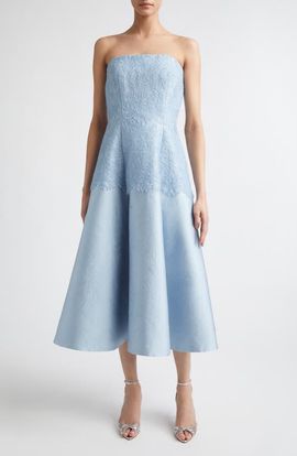 Emilia Wickstead Emilia Wickstead Meja Strapless Lace & Jacquard Midi Dress