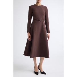 Emilia Wickstead Emilia Wickstead Olivienne Long Sleeve Stretch Bird's Eye Midi Dress