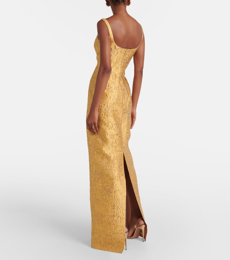 emilia wickstead gold dress Eleodoro Dress In Gold Sequin Tweed