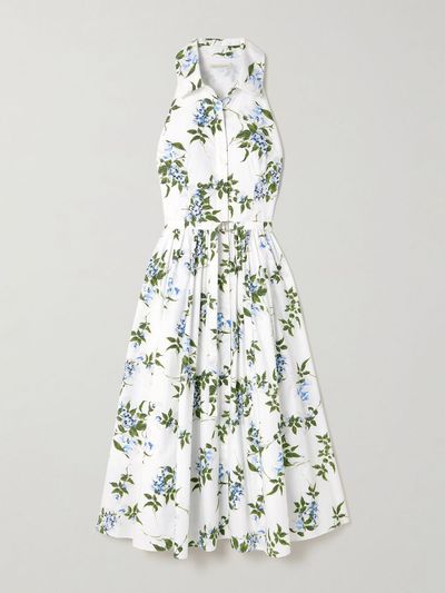 Emilia Wickstead Norika Belted Floral-Print Cotton-Poplin Midi Shirt Dress