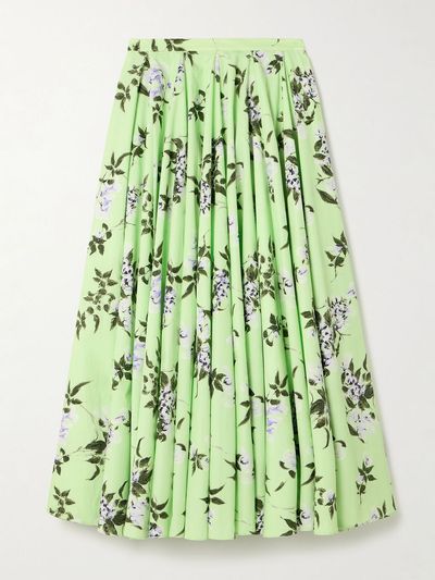 Emilia Wickstead Rhea Floral-Print Cotton-Poplin Midi Skirt