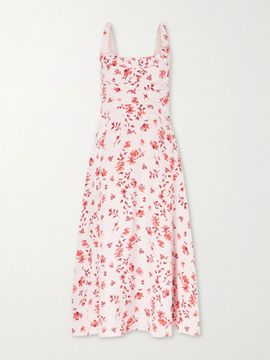 EMILIA WICKSTEAD Verena ruched floral-print silk midi dress