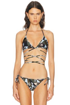 Emilio Pucci Emilio Pucci Lycra Wrap Triangle Bikini Bra Top