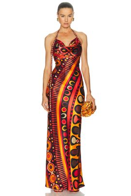 pucci off shoulder dress Pucci - Marmo Print Off The Shoulder Dress - Size: 42 - Black & Nude - In Cotton