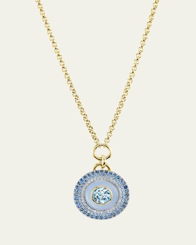 Emily P. Wheeler 18K Air Medallion Necklace with Blue Lace Agate, Aquamarine and Sapphires