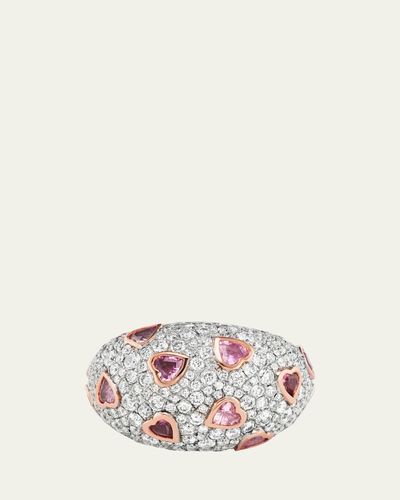 Emily P. Wheeler 18K Rose Gold Sparkle Dome Statement Ring with Diamonds and Sapphires