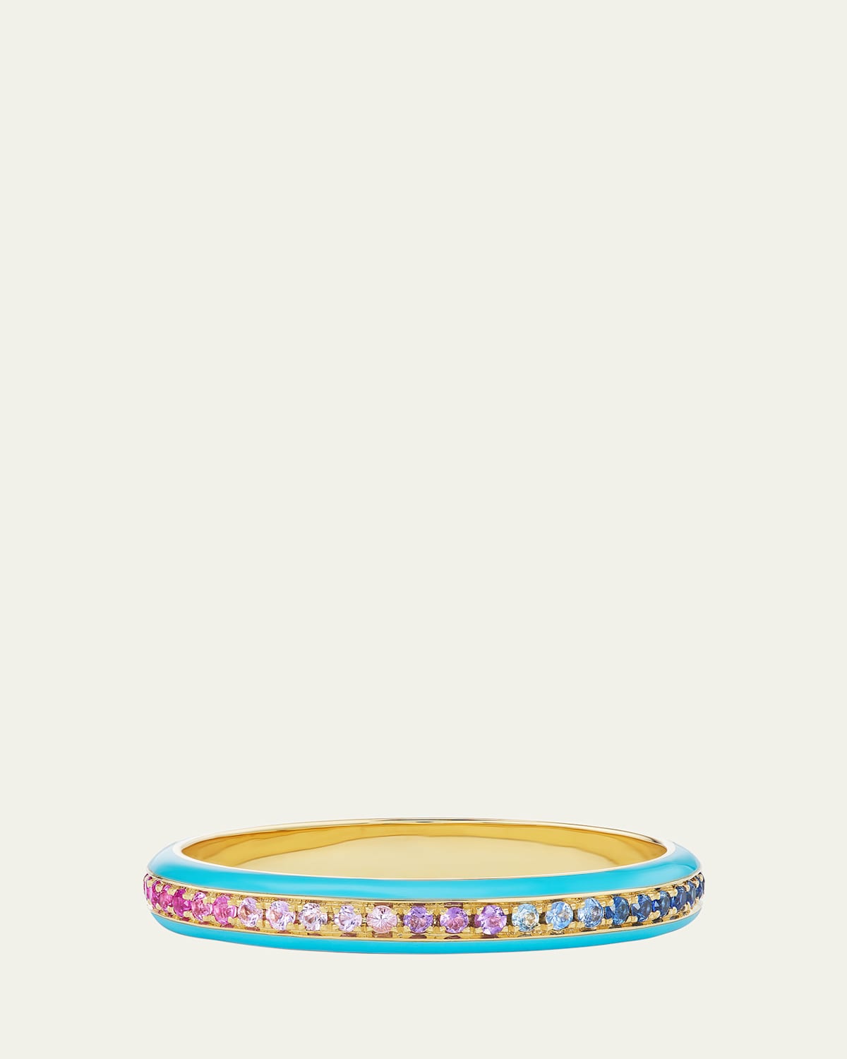 Emily P. Wheeler 18K Yellow Gold Dash Ring with Ombré Gemstones and Enamel